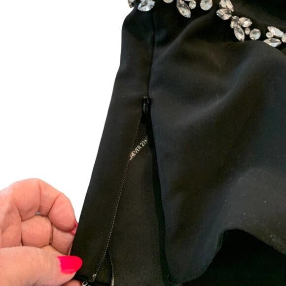 Forever 21 strapless corset top black with rhinestone accents. Padded cups Large - Picture 7 of 11